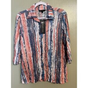 Carine Perl Snap Orange Textured Button Up Western Blouse L